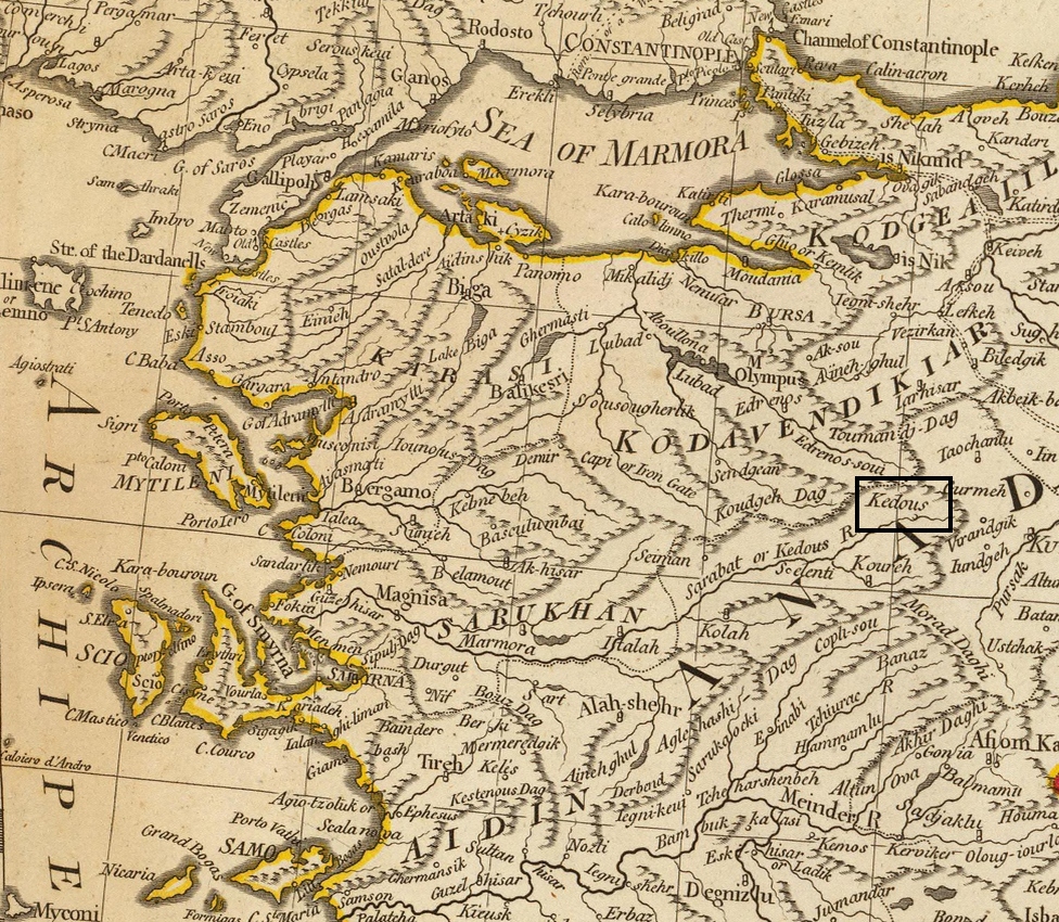 Kedous / Gediz sur une carte de 1794