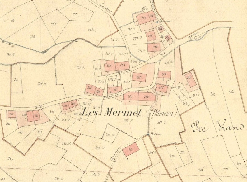 Hameau des Mermets - cadastre savoyard de 1864