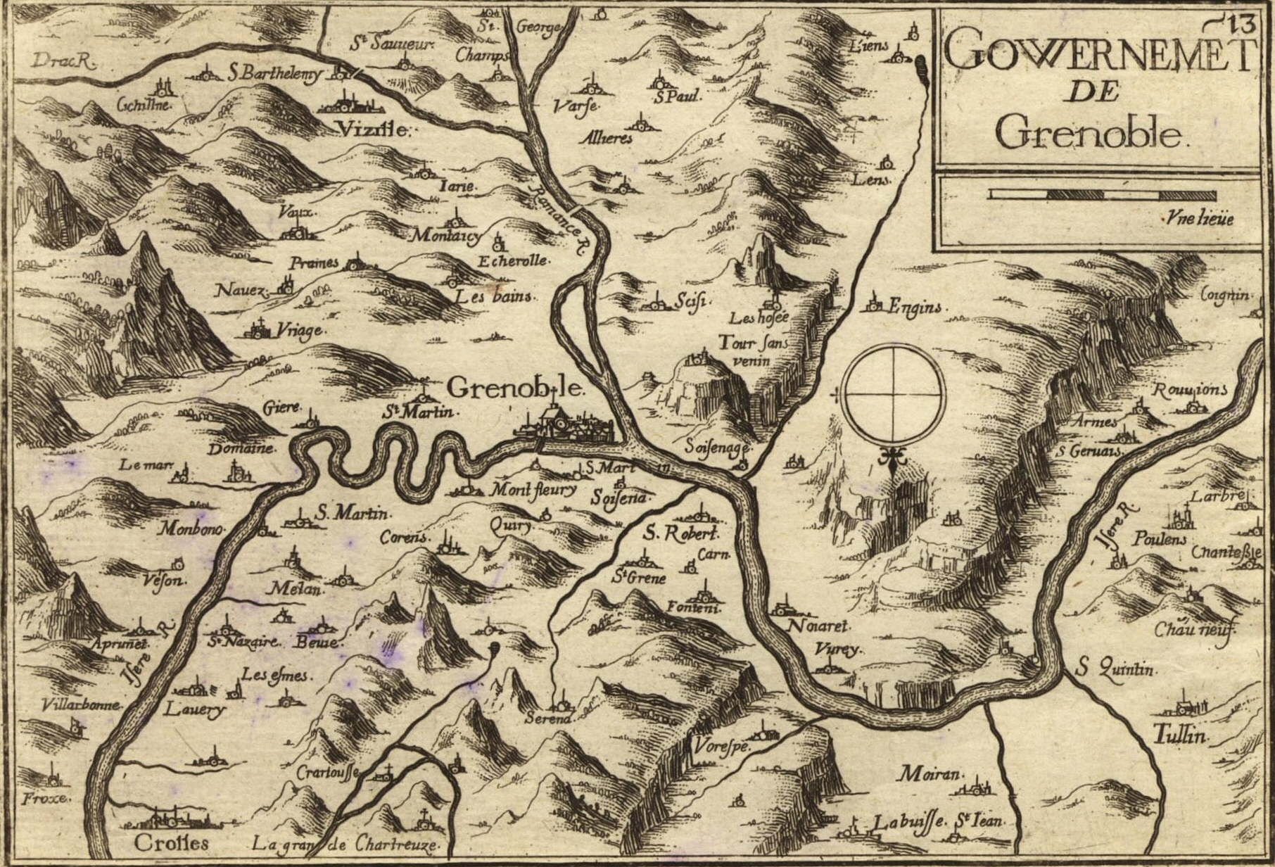 carte de Grenoble et du Dauphine vers 1638