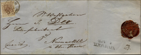 lettre ancienne (avec timbre poste autrichien, cachet et sceau) de Agram / Zagreb (Croatie / Hrvat)  --> Neumarktl in Ober Krain / Neumarkt in Oberkrain / Trzic (Slovenie) via Laibach / Laybach / Ljubljana - 31 mars 1857