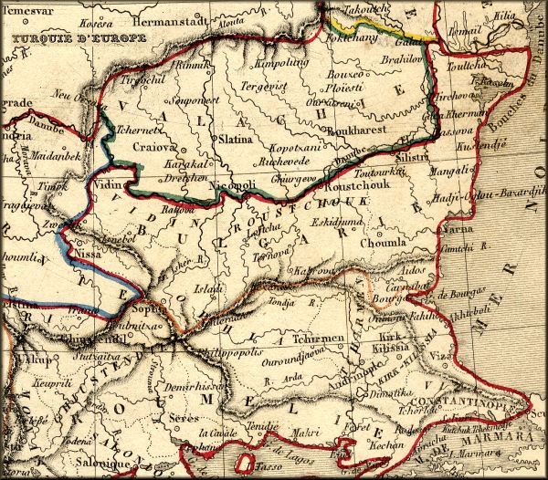 Bulgarie / Bulgaria : carte geographique ancienne (atlas de 1843)