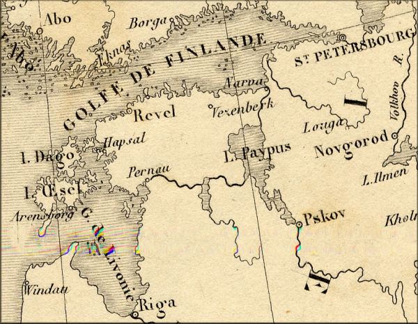 Estonie / Estonia / Eesti / Estland - carte geographique ancienne de 1843