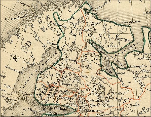 Finlande / Finland / Suomi la patrie du cocktail Molotov - carte geographique ancienne de 1843