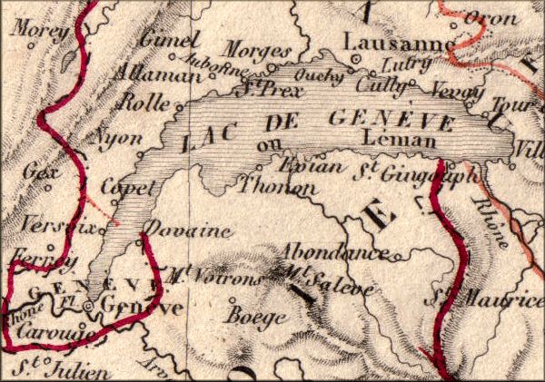 Suisse / Schweiz / Svizzera / Svizra - carte geographique ancienne (atlas d'Alexandre Vuillemin eleve du general suisse Dufour - Paris 1843) et carte de la rectification de frontiere de la vallee des Dappes (Jura) en 1862