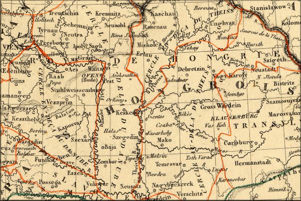 Hongrie / Hungary / Magyar / Magyarorszag - carte geographique ancienne (atlas de 1843)
