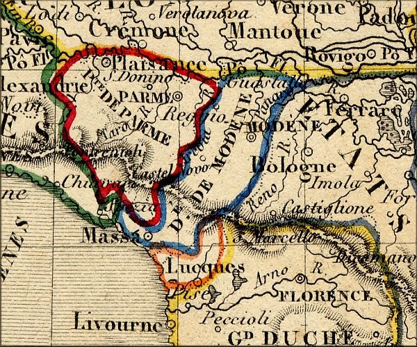Duche de Modene / Modena - Italie / Italia / Italy - carte geographique ancienne (atlas d'Alexandre Vuillemin - Paris 1843)