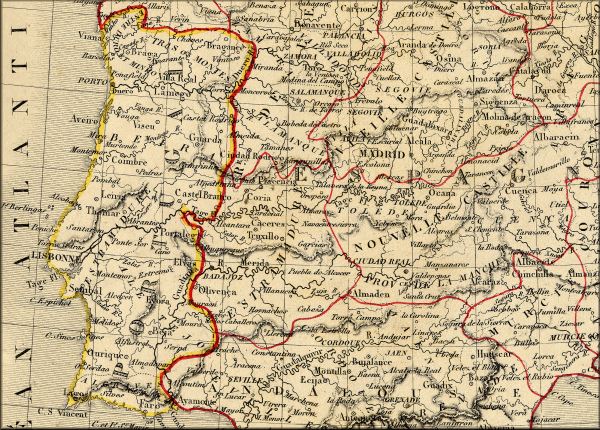 Portugal et Lisbonne / Lisboa - carte geographique ancienne francaise d'Alexandre Vuillemin