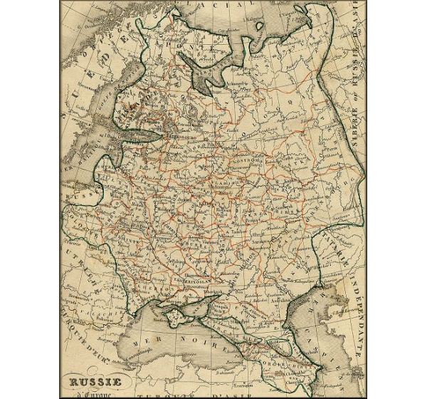 Russie / Russia - Moscou / Moskow / Moskva - Saint Petersbourg / Saint Petersbourg / Sankt Peterburg - carte geographique ancienne (atlas d'Alexandre Vuillemin - Paris 1843)