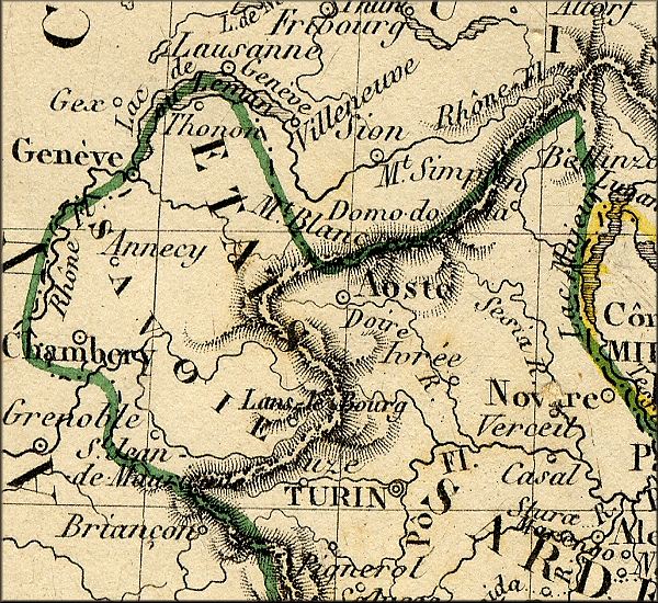 Savoie (France / Royaume de Piemont Sardaigne) - carte ancienne de 1843