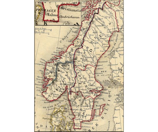 Suede / Sverige / Sweden - carte geographique ancienne francaise d'Alexandre Vuillemin