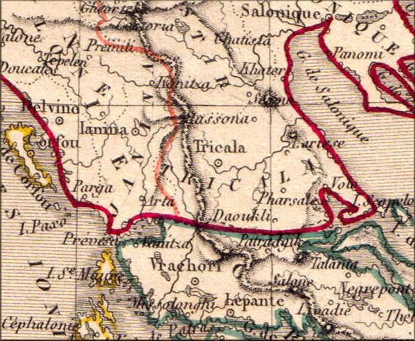 Thessalie / Thessalia (Grece / Greece) - carte geographique ancienne (atlas de 1843)