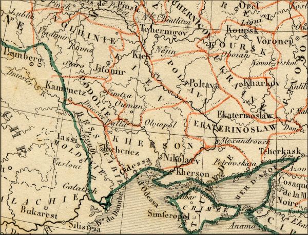 Ukraine / Ukraina et Crimee - carte geographique ancienne (atlas d'Alexandre Vuillemin - Paris 1843 et carte de Turquie d'Europe fournie par mcmk)