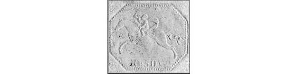 precurseur du timbre poste : figurine equestre cavallini figurant sur une carte lettre de la Poste de Piemont Sardaigne (Italie) / Piemonte Sardegna (Italia)