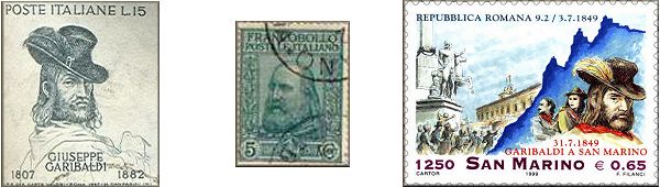 la legende de Giuseppe Garibaldi heros du Risorgimento par le timbre et la philatelie d'Italie et de Saint Marin / San Marino