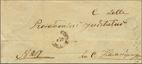 lettre ancienne (sans timbre poste mais avec cachets postaux) de lettre d'Izmail / Ismail / Ismasıl / Izmayil / Hacidar du 11 mai 1877
