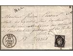 France : lettre avec premier timbre francais Ceres - philatelie - histoire postale - marcophilie - l'histoire par la lettre ancienne et le timbre - l'Europe de la Poste vers 1860