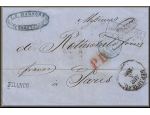 lettre ancienne (sans timbre poste mais avec nombreux cachets postaux) de Berditchev / Berdichev / Berdyczow (Ukraine) --> Paris (Seine - France) via Eisenberg (Prusse) du 5 avril 1861