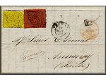 lettre ancienne (avec 2 timbres et 3 cachets) de Rome / Roma (Latium - Italie) --> Annonay (Ardeche - France) du 17 mars1869