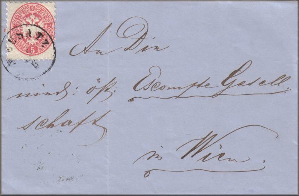 lettre ancienne (avec timbre poste autrichien et avec cachet postal) de Neusatz / Neusatza / Novi Sad (Voivodine / Vojvodina - Serbie / Srbija / Serbia) --> Wien / Vienne (Autriche / Osterreich) du 6 septembre 1866